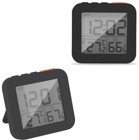 Horloge de Douche Salle de Bain, Minuterie de Douche Numérique pour Salle de Bain, Horloge Murale de Cuisine avec Alarme, Minuterie Tactile étanche Portable, Thermomètre Intérieur, Hygromètre