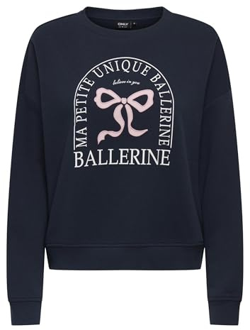 Only Onlsweat Life L/S Crew O.Size State Noos Sudadera con Estampado, Azul Oscuro, L