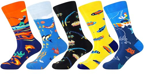 WeciBor Herren Socken aus gekämmter Baumwolle lustigen Motiven | 80 % Baumwolle Mehrfachpack, lustige Socken für den Alltag, originelles Geschenk, vielseitig einsetzbar, Weihnachtsdekoration