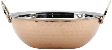 MIXEL Stainless Steel Copper Kadhai, Rust-Resistant, Corrosion-Resistant, Luxurious Appearance, Reduces The Cooking Time, Sleek, Modern Finish, (13 cm)