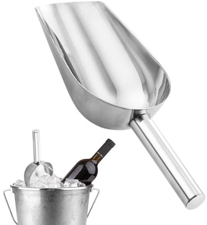 Paletta per ghiaccio grande, in acciaio inox, secchiello per il ghiaccio, accessorio da cucina, multiuso per chicchi di caffè, cibo, caramelle, farina, popcorn, paletta per ghiaccio in acciaio inox