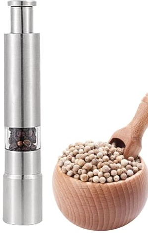 Macina sale e pepe, macinino elettrico per sale e pepe, macinino elettrico per sale e pepe, strumento per macinare spezie e spezie, 1 pulsante touch (acciaio inossidabile)