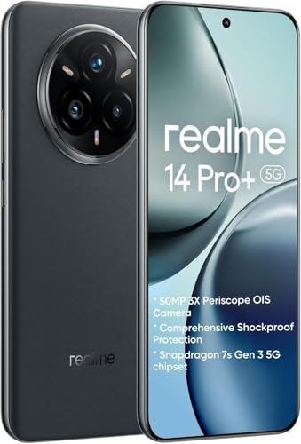 realme 14 Pro+ 5G Smartphone 12+512GB, 50MP IMX882 Periscope, processore Snapdragon 7s, schermo curvo 6,83 pollici 120 Hz, batteria Titan 5260 mAh, grigio