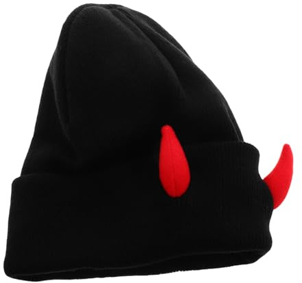 Veemoon Gestrickte Dämonenmütze Mit Teufelshörnern Aus Weichem Acryl Warme Beanie Für Damen Herren Halloween Und Outdoor Mütze