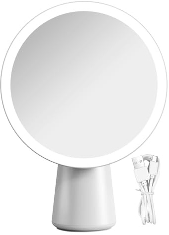 Schminkspiegel mit Lichtern - Schminkspiegel mit Lichtern, dimmbarer LED-Vanity-Spiegel | Helligkeit einstellbar, Touch-Steuerung, Vergrößerungsoptionen, kabellos wiederaufladbar, Spiegel