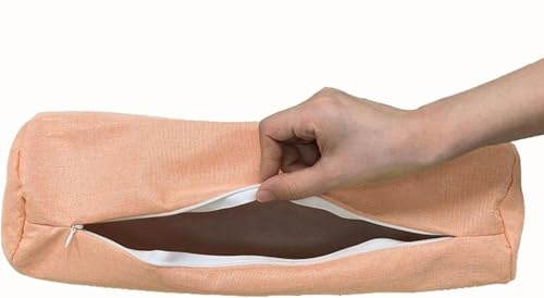 Linen Cervical Neck Roll Pillow Cover with Zipper(Pillowcase Only) Soft Cylinder Bolster Pillowcases for Cylindrical Pillow Cushions (Pink,15x40cm)