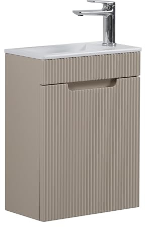 Badplaats B.V. Meuble lavabo pour toilettes Thermis 40 x 22 cm - Crème - Meuble de salle de bain avec lavabo blanc