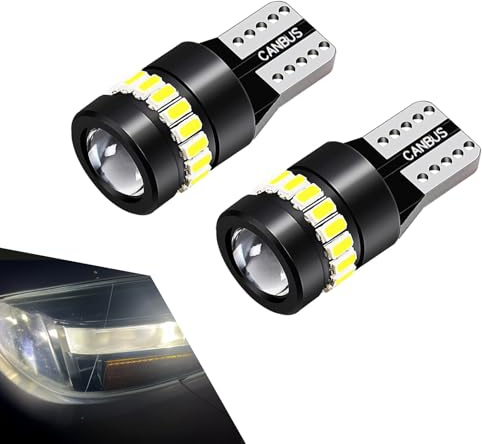 Dogary 2 PCS T10 Car LED Bulb, IP68 Waterproof 18SMD 3014 1SMD 3030 Chipset Side Marker Light, Plug and Play 360 Degree 155 Lumens Super Bright Width Light, Universal Flat Foot Lamp (White)