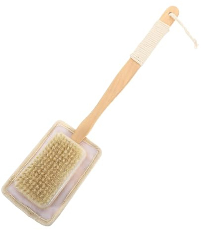 Spazzola per la schiena in legno, 15,75 Loofah con manico, lunga 150 g, per la doccia | Loofah naturale + legno, spazzola ergonomica profonda per la pulizia per uomini e donne, ideale