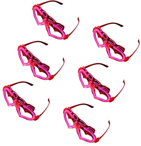 Uqezagpa Confezione da 6 occhiali a forma di cuore illuminati a LED, accessori per feste notturne, vestibilità comoda, design amichevole