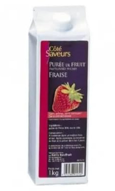 Cote Saveurs Purée de Litchi, Fraise, Framboise, Griotte, Myrtille 1kg/Boite - Livraison Gratuite France (1 boite, Fraise)