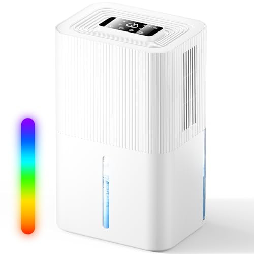 2.7L Dehumidifiers for Home Electric Dehumidifier for Bedroom Quiet & Touch Control Dehumidifier for Bathroom,10-Hour Timer,Auto Shut-Off & 7 LED Dehumidifiers for Wardrobe Closet RV（850ML/24H）