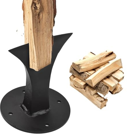 SustVita Hochleistungs-Holzspalterkeil mit montierbarer runder Basis für kleine Holzöfen und Kamine, ein effizienter manueller Holzspalter zur Herstellung von Anzündholz