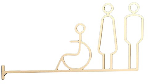 GLJTUO Cartello per Bagno, Cartello con Simbolo per Toilette Maschile E Femminile, Segnaletica in Metallo E Alluminio, Cartello per Accesso Senza Barriere, per Uffici Rustici, R,Gold