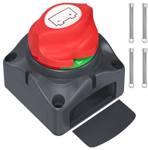 Joinfworld Batteribrytare/batterifrånskiljare, 12–48 V, 275 A, batteriströmbrytare, batteribrytare 12 V, med M10-anslutningar, för bil, båt, motorcykel, lastbil, husbil, traktor, UTV-fordon (275 A På