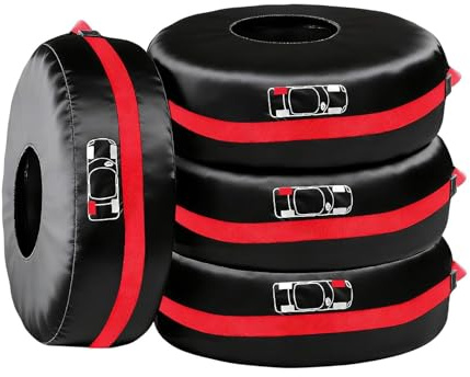 Generisch 4er Set Reifentaschen 19-23 Zoll - Wasserdicht mit verstärktem Griff, Robuste Reifenschutzhüllen für SUV & PKW, Reifen Lagertaschen für Winter- & Sommerreifen, Staubdicht, Schwarz