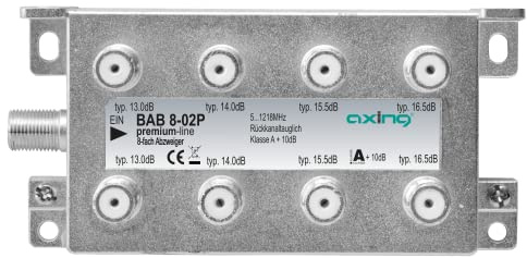 Axing BAB 8-02P 8-Fach Terminal-Abzweiger Kabelfernsehen CATV Multimedia DVB-T2 5-1218 MHz
