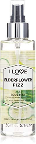 I Love Elderflower Fizz Scented Body Mist, Formulated With Natural Fruit Extracts Which Offer a Burst of Fragrance, FastDrying Refreshment Throughout the Day, VeganFriendly 150ml