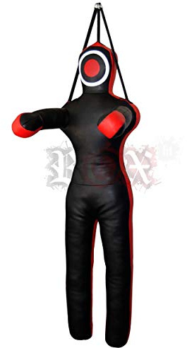 Mannequin de Grappling ROX Fit, Mannequin de Formation de Style Suspendu pour Sac de Boxe de Lutte de Jiu-Jitsu brésilien factice, Grappling Dummy, Mannequin de Frappe (REX-Hang-BLK/RED-6ft)