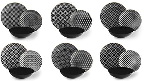 Excelsa Monochrome Gold Servicio de platos 18 piezas, porcelana y Stoneware