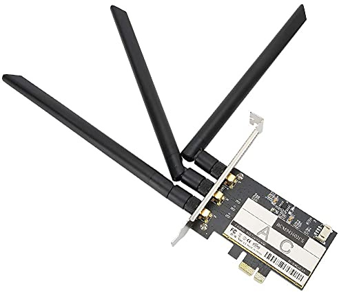 BCM943602CS PCIe WiFi Bluetooth Karte, 802.11ac Dualband | Desktop Netzwerk Adapter mit Bluetooth 4.0 3 externe Antennen fuer macOS und 10 2.4GHz 450Mbps 5GHz 1300Mbps