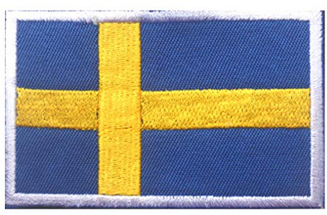 Sweden Flag Patch Broderad Iron On Sew On Patch - Emblem Tactical Military Moral Roliga Patches Emblem applikationer med fästelement krok och ögla backing