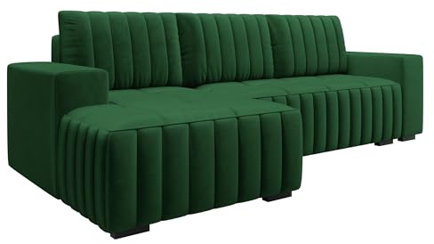 Mirjan24 Ecksofa mit Schlaffunktion und Bettkasten Hokok, Eckcouch für Wohnzimmer, Holzfüße, L-Form Sofa mit Bettfunktion, Wohnlandschaft (Manila 35, Seite: Links)