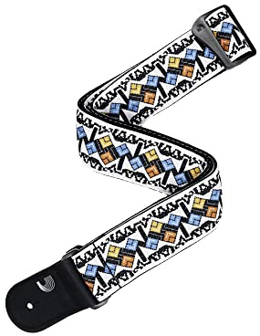 D'Addario Eco-Comfort Jacquard Woven Gitarrengurt, Weiß