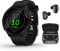 Wearable4U Garmin Forerunner 55 GPS Running 42mm Watch with Daily Suggested Workouts, Black Black Earbuds Power Bundle
