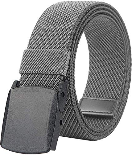 LionVII Ceinture Élastique pour Homme, Ceinture Unisexe Réglable,Tissu élastique Extensible Sans Métal Ceinture pour le Travail 3.8cm * 130cm Convient aux Jeans(Gris)