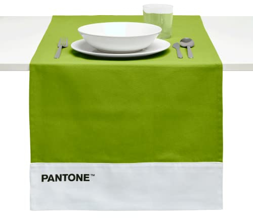 PANTONE Runner Tavola Moderno 100% Cotone, 220 gr, Tovaglia Centrotavola Morbida e Resistente Ideale per Accessori Cucina e Tovagliette Centro Tavola in Tessuto, 45x145 cm, Verde Chiaro