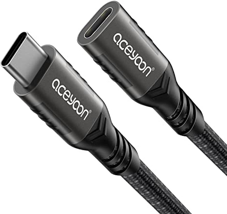 aceyoon 240W USB C Verlängerung 0.5M, 20Gpbs / USB3.2 Gen2 USB C Extension Cable unterstützt PD und 4K@60Hz USB Type C Verlängerung Stecker auf Buchse für PSVR2, für MacBook Pro/Air, Tablet und mehr