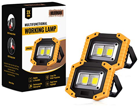 Hybrid Minds™ | 2 Pack | Battery Lights - LED Floodlight Work Light for Loft, Portable Lamp Battery Powered Rechargeable Outdoor Lights for Flood & Spot Lighting