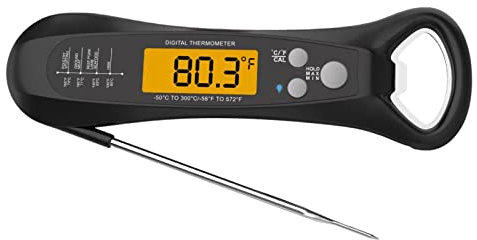 Edorco 5 Termometro per Alimenti | Termometro da Cucina a Lettura istantanea Veloce e preciso con retroilluminazione LCD e calibrazione - Termometro da Cucina Resistente all'Acqua per affumicatore