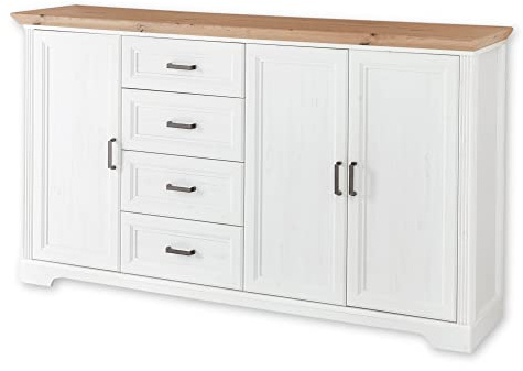 Stella Trading JASMIN Sideboard in Pinie hell, Artisan Eiche Optik - Kommode im Landhausstil mit Schubladen und viel Stauraum - 182 x 102 x 41 cm (B/H/T)