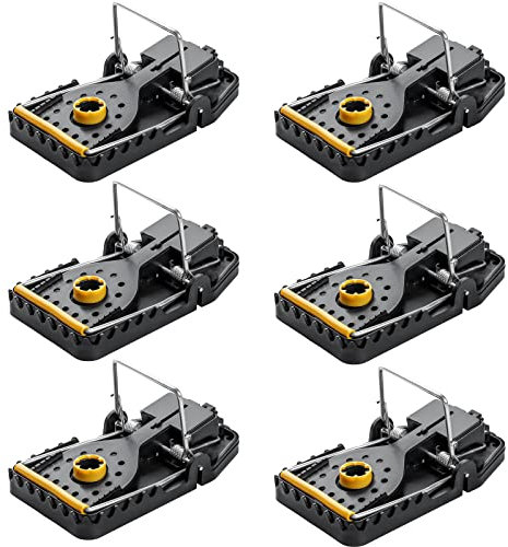 NiHome Rattenfalle 6er Set – Wiederverwendbare Schlagfallen für Ratten und Nagetiere, Große Rattenfallen mit Federmechanismus und Metall-Schlagstab, Mausefalle für Haus, Garten und Camping