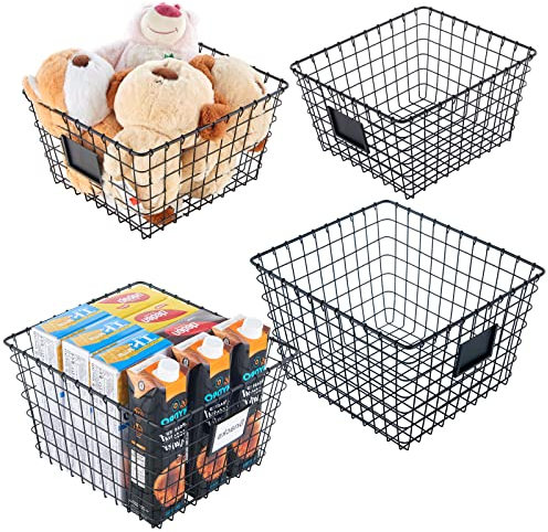 JUNCHU CHERRY Extra großer Aufbewahrungskorb aus Draht, handgefertigt, für die Organisation von Haushaltswaren, Speisekammer-Organisation, Badezimmer-Arbeitsplatte, Wäsche, Kleiderschrank