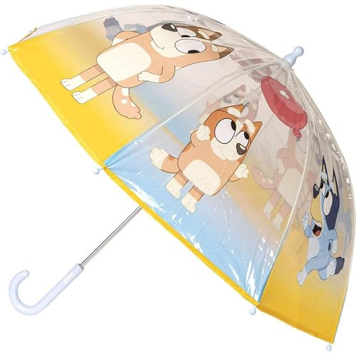 Bluey's Bubble-Regenschirm - Manuelles Öffnen - Bedruckt mit den Charakteren der Serie - Hergestellt aus 100% POE mit Fiberglasstruktur - Originalprodukt, entwickelt in Spanien