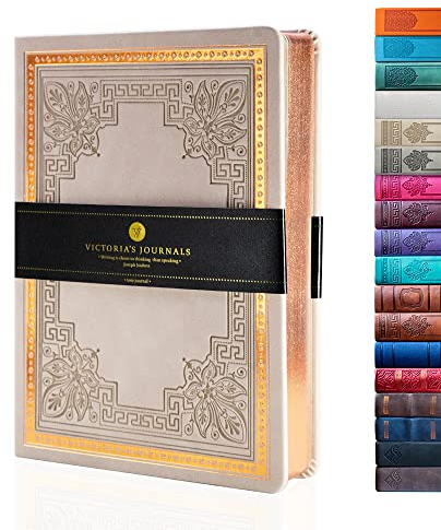 Victoria's Journals VICTORIA'S JOURNALS ONB0044 Tagebuch, Kunstleder, Vintage, Hardcover, liniert, alt aussehendes Reisetagebuch, A5, 14,5 x 20,6 cm