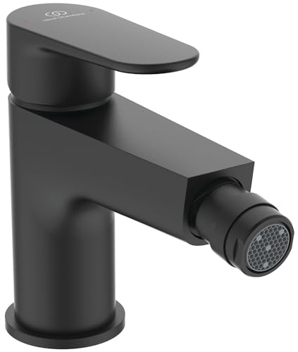 Ideal Standard BD716XG Cerafine O Bidetarmatur mit Push-Open-Ventil (Ablaufgarnitur), Ausladung 13,2 cm, Silk Black