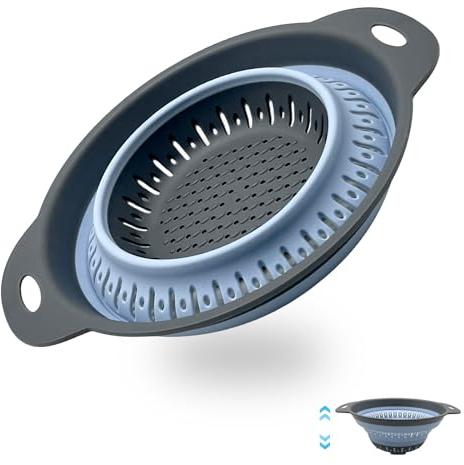 Colador plegable de silicona para cocina, colador, colador de pasta, colador de cocina, colador para fregadero, cesta de desagüe (orbicular)