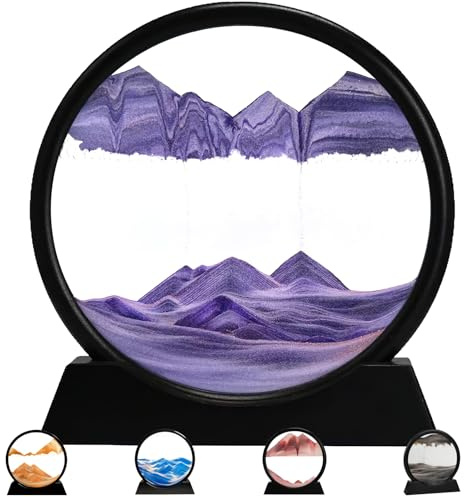 Deautie Sablier Decoratif, Sablier 3D, Sablier Liquide, Sablier Magique, Peinture de Sable, Cadeaux Sablier Deko Aesthetic pour Bureau Salon Bureau Adultes Enfants (Violet 7'')