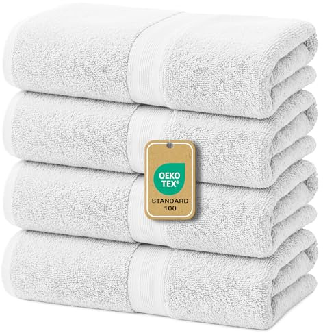 leevitex® Premium Handtücher 4er Set 50x100 cm, 100% Baumwolle Frottee, 500 g/m², Öko-Tex Standard 100, saugstark und weich, Weiß