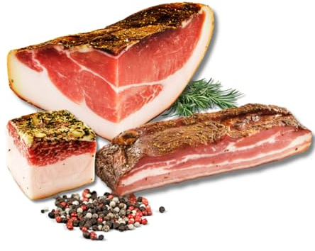 BAVAREGOLA Speck Spezialitäten Probierset - Südtiroler Speck, Pancetta und Lardo Salzspeck von Viktor Kofler im Set - herzhaftes Geschenk für Männer