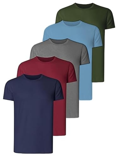 flintronic Herren T-Shirts, 5er Packung Einfarbige T-Shirts, Herren Basic Round Neck T-Shirt, aus superweichem Stoff, Baumwolle