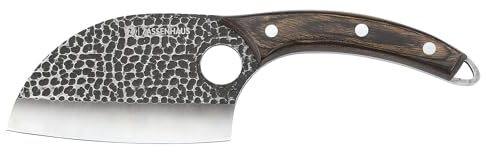 Zassenhaus Kochmesser KEEPER 12 cm, Pakkaholz-Griff, inkl. Lederscheide | handgefertigt, Spezial-Klingenstahl, für Küche und Outdoor, 25 cm Gesamtlänge