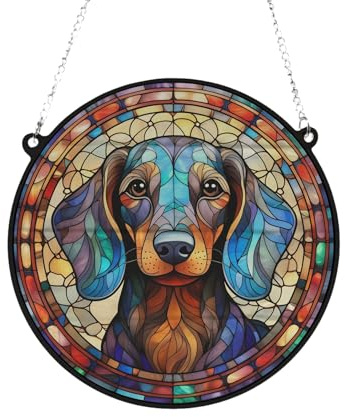 Dachshund Stained Glass Effect Suncatcher Gift for Dog Lovers - 19cm