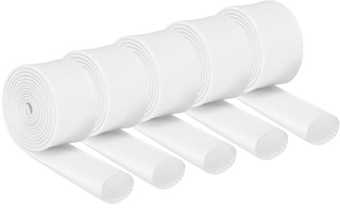 QUARKZMAN 5pz Guaina Intrecciata Isolante per Cavi, 3.3Ft-3/4 ID Bianco, Guaina Fibre Vetro Rivestita Silicone Alta Temperatura per Avvolgicavo, Tubazioni Automobilistiche Protezione