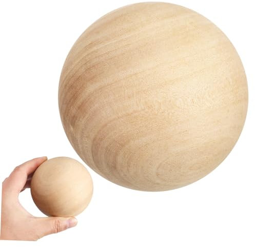 SEWACC Runde Holzkugel 9cm Massiv Aus Holz Glatt Poliert Bastel Dekorationszubehör Für Kreative Selbstgemacht Projekte Heimdekoration