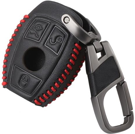 XUKEY Autoschlüssel Hülle 3 Tasten für Mercedes Benz A B C E S G M V Klasse | Schlüsselhülle PU Leder Schwarz mit Anhänger, Schutzhülle Cover für Mercedes Benz CLS CLA GLA GLC GLE GLK GLS SLK W204 W447